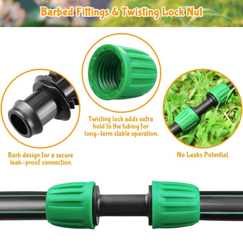 Gardrip Drip Irrigation Fittings for 1/2 Inch Drip Tubing (1/2"" ID x 0.65"" OD):1/2'' Drip Line Couplings Anti-drop Locked Nut Barbed Straight Coupling Connectors for Garden Irrigation System (12 Pack) - Image 5